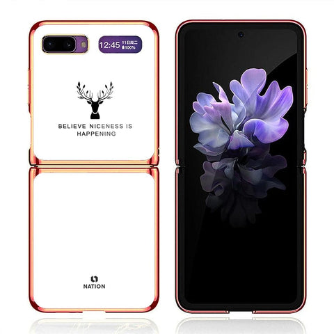 Samsung Galaxy Z Flip Cover - Nice Series - Premium Electroplated Infinity Ultra Shine Glass Soft Silicon Borders Case
