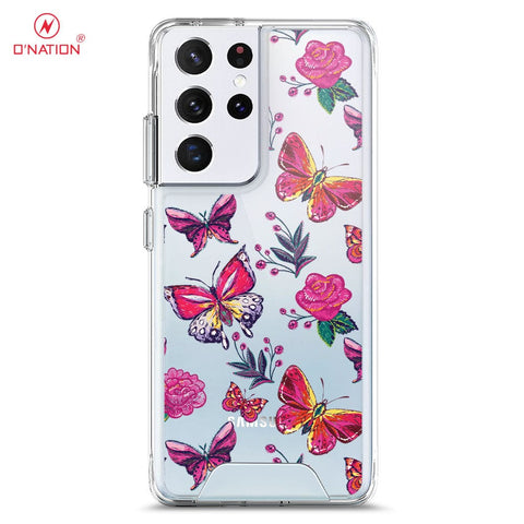 Samsung Galaxy S21 Ultra 5G Cover - O'Nation Butterfly Dreams Series - 9 Designs - Clear Phone Case - Soft Silicon Borders