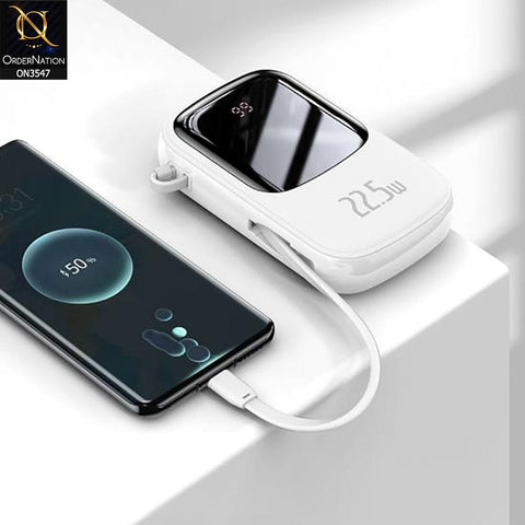 Baseus Qpow Pro Digital Display 22.5W 10,000mah TypeC Cable - White
