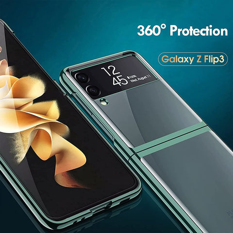 Samsung Galaxy Z Flip 3 5G Cover - Black - GKK Streight Edge Color Plating Transparent Ultra-Thin Hard PC Case
