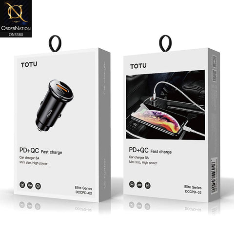 Black - ToTu DCCPD-02 - Elite Series Double Usb Ports strong power PD car charger, qc 3.0 car charger
