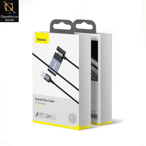 Black - CALHZ-01 - Baseus iPhone Special Data Cable For Car Back Seat With 2x USB HUB