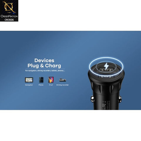 Black - REMAX RCC236 VANGUARD SERIES 2.4A DUAL USB PORTS FAST CHARGE CAR CHARGER