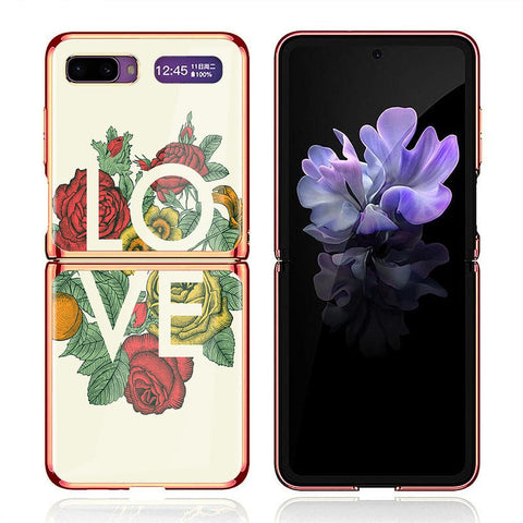 Samsung Galaxy Z Flip Cover - Floral Series 2 - Premium Electroplated Infinity Ultra Shine Glass Soft Silicon Borders Case