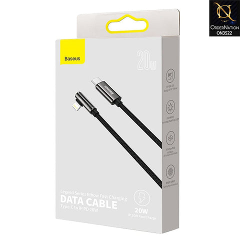 Baseus Legend Elbow TypeC to Ip Cable 20W 1m Fast Charging Cable - Black