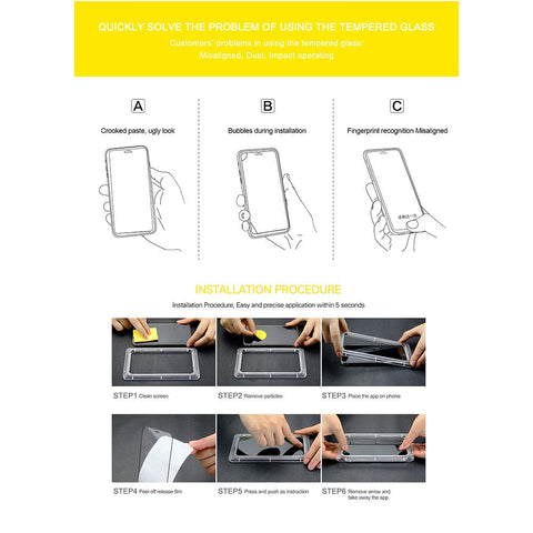 iPhone 12 Mini Screen Protector - Black - Branded Premium Audio Crystal Tempered Glass Protector With Easy Installation Tray Kit