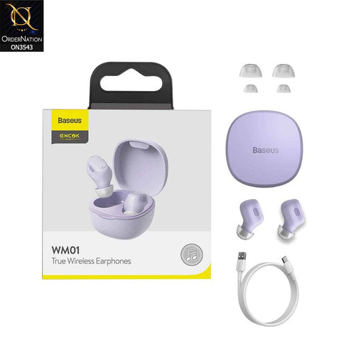 Baseus WM01 TWS Bluetooth 5.0 Headset Earphone - Purple