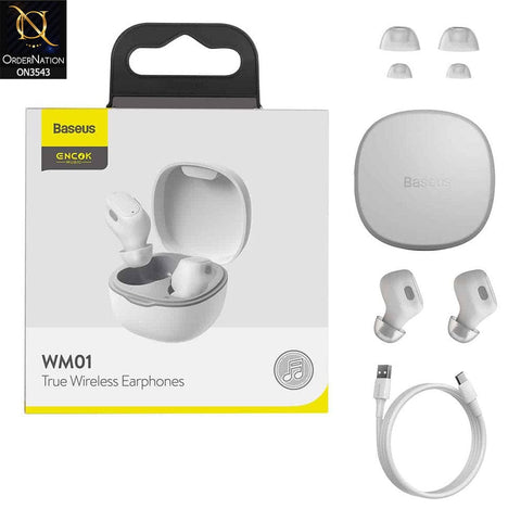Baseus WM01 TWS Bluetooth 5.0 Headset Earphone - White