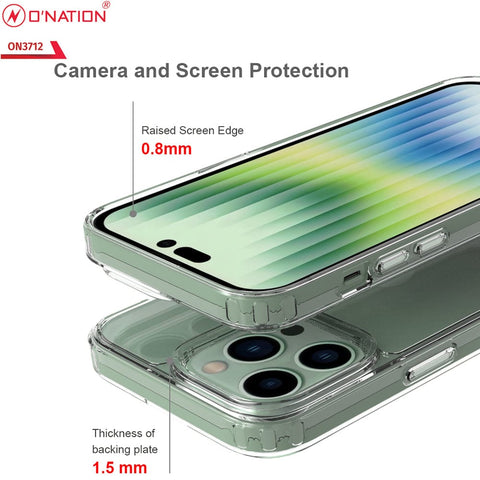 iPhone 14 Pro Max Cover  - ONation Crystal Series - Premium Quality Clear Case No Yellowing Back With Smart Shockproof Cushions