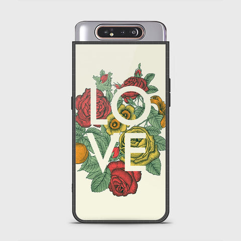 Samsung Galaxy A80 Cover - Floral Series 2 - HQ Ultra Shine Premium Infinity Glass Soft Silicon Borders Case