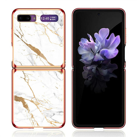 Samsung Galaxy Z Flip Cover - Mystic Marble Series - Premium Electroplated Infinity Ultra Shine Glass Soft Silicon Borders Case