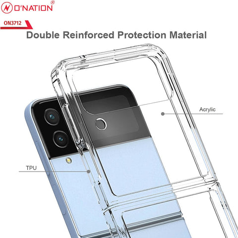 Samsung Galaxy Z Flip 3 5G Cover  - ONation Crystal Series - Premium Quality Clear Case No Yellowing Back With Smart Shockproof Cushions