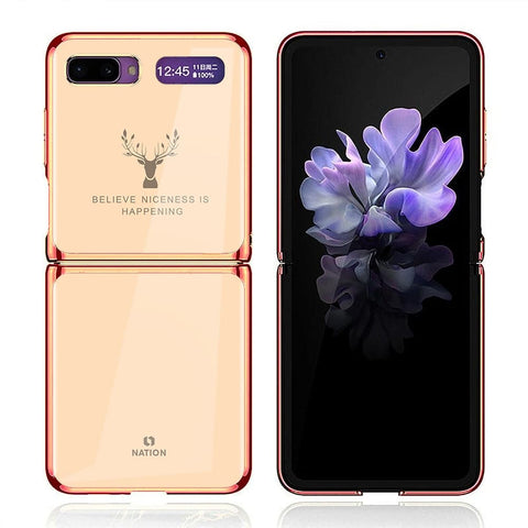 Samsung Galaxy Z Flip Cover - Nice Series - Premium Electroplated Infinity Ultra Shine Glass Soft Silicon Borders Case
