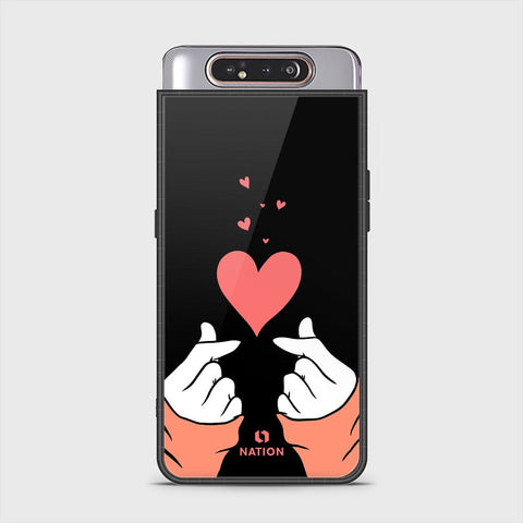 Samsung Galaxy A80 Cover - ONation Heart Series - HQ Ultra Shine Premium Infinity Glass Soft Silicon Borders Case