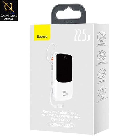 Baseus Qpow Pro Digital Display 22.5W 10,000mah TypeC Cable - White