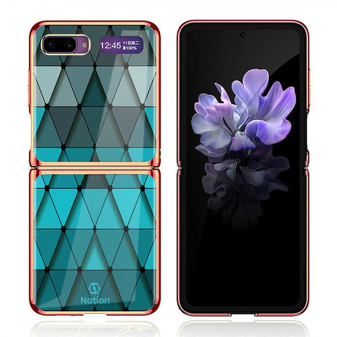 Samsung Galaxy Z Flip Cover - ONation Pyramid Series - Premium Electroplated Infinity Ultra Shine Glass Soft Silicon Borders Case