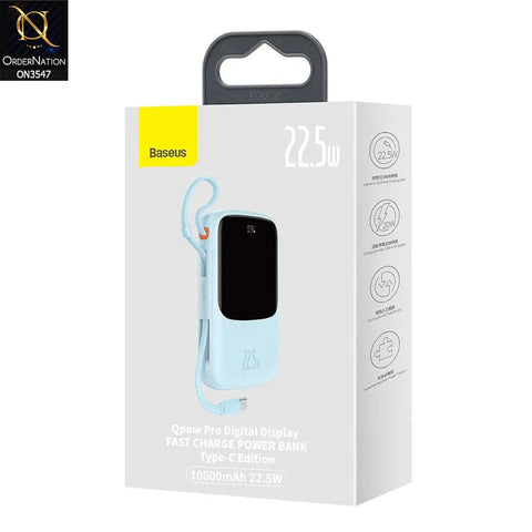 Baseus Qpow Pro Digital Display 22.5W 10,000mah TypeC Cable - Blue
