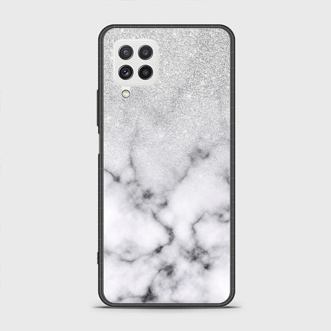 Samsung Galaxy A22 Cover - White Marble Series - HQ Ultra Shine Premium Infinity Glass Soft Silicon Borders Case