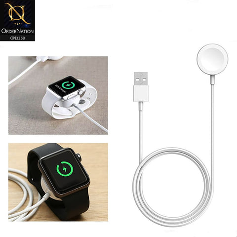 Magnetic Wireless Cable - White Apple Watch Magnetic Wireless Cable to USB Cable 1M
