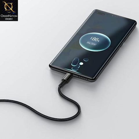 Black - Baseus Tungsten Gold Fast Charging Data Cable USB to Type-C 100W Black
