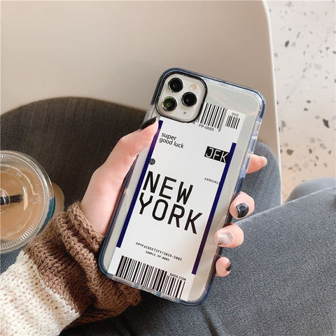 Trendy City Travel Plane Strip Lable Bar Code Style Soft Case For Oppo, Vivo, Redmi, Huawei Phone Models