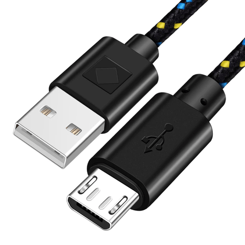 Black - 1M - Micro - Premium Quality Braided Wire Micro USB Cable Sync Nylon Woven Charger Cord
