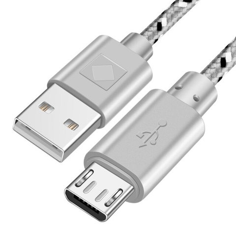 White - 3M - Micro - Premium Quality Braided Wire Micro USB Cable Sync Nylon Woven Charger Cord