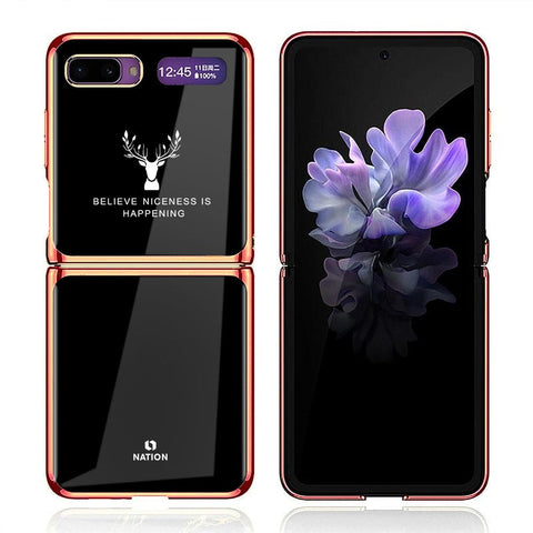 Samsung Galaxy Z Flip Cover - Nice Series - Premium Electroplated Infinity Ultra Shine Glass Soft Silicon Borders Case