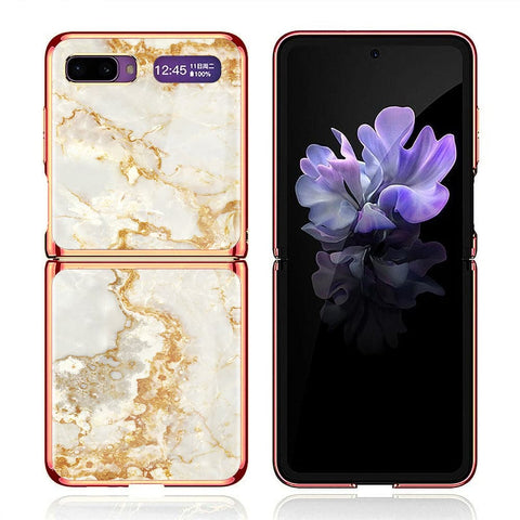 Samsung Galaxy Z Flip Cover - Mystic Marble Series - Premium Electroplated Infinity Ultra Shine Glass Soft Silicon Borders Case