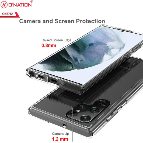 Samsung Galaxy S22 Ultra 5G Cover  - ONation Crystal Series - Premium Quality Clear Case No Yellowing Back With Smart Shockproof Cushions