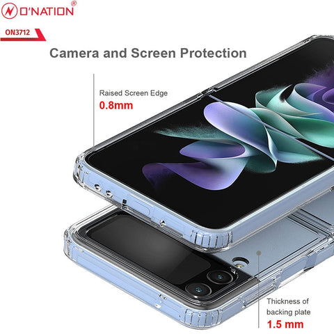 Samsung Galaxy Z Flip 3 5G Cover  - ONation Crystal Series - Premium Quality Clear Case No Yellowing Back With Smart Shockproof Cushions