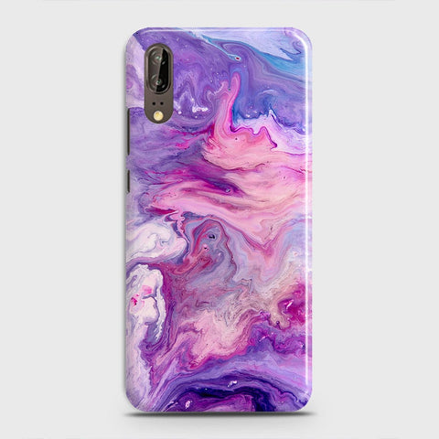 Huawei P20 Cover - Chic Blue Liquid Marble Printed Hard Case with Life Time Colour Guarantee