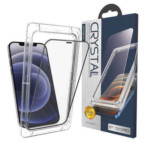 iPhone 12 Mini Screen Protector - Black - Branded Premium Audio Crystal Tempered Glass Protector With Easy Installation Tray Kit