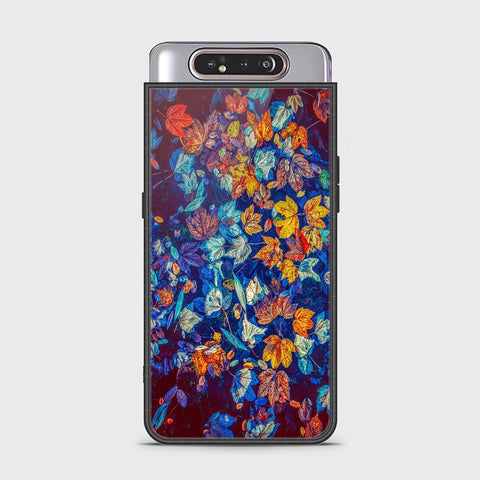Samsung Galaxy A80 Cover - Floral Series 2 - HQ Ultra Shine Premium Infinity Glass Soft Silicon Borders Case