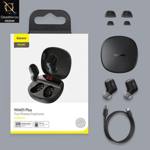 Baseus WM01 Plus TWS Digital Display Wireless Earphone - Black