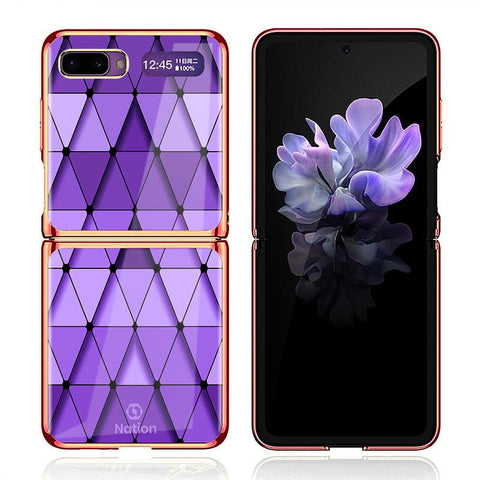 Samsung Galaxy Z Flip Cover - ONation Pyramid Series - Premium Electroplated Infinity Ultra Shine Glass Soft Silicon Borders Case