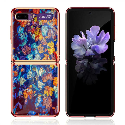 Samsung Galaxy Z Flip Cover - Floral Series 2 - Premium Electroplated Infinity Ultra Shine Glass Soft Silicon Borders Case