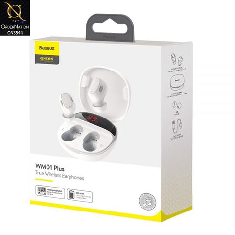 Baseus WM01 Plus TWS Digital Display Wireless Earphone - White