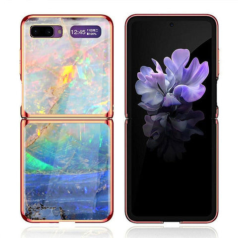 Samsung Galaxy Z Flip Cover - Colorful Marble Series - Premium Electroplated Infinity Ultra Shine Glass Soft Silicon Borders Case