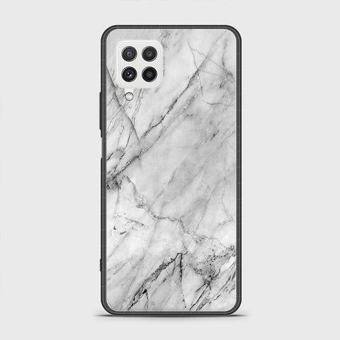 Samsung Galaxy A22 Cover - White Marble Series - HQ Ultra Shine Premium Infinity Glass Soft Silicon Borders Case
