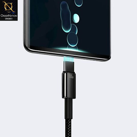 Black - Baseus Tungsten Gold Fast Charging Data Cable USB to Type-C 100W Black
