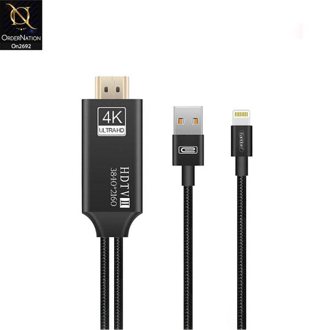 Black - Earldom W14 IPhone HDMI Cable (4K Resolution)