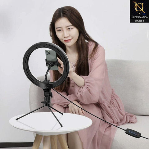 Black - 26 cm With 9 Inch Stand - Baseus (CRZB10-A01) Live Stream Led Soft Light With Table Stand
