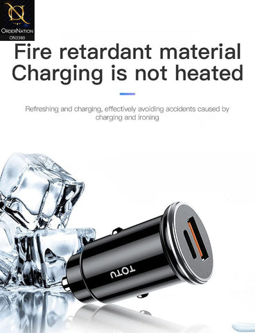 Black - ToTu DCCPD-02 - Elite Series Double Usb Ports strong power PD car charger, qc 3.0 car charger