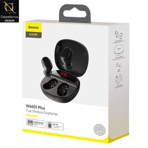 Baseus WM01 Plus TWS Digital Display Wireless Earphone - Black