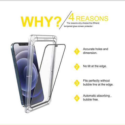 iPhone 12 Mini Screen Protector - Black - Branded Premium Audio Crystal Tempered Glass Protector With Easy Installation Tray Kit