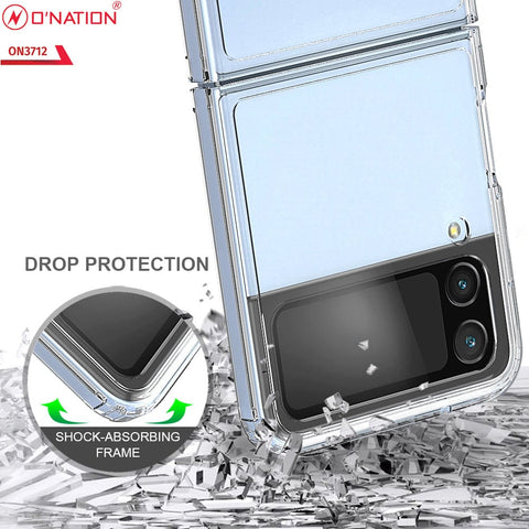 Samsung Galaxy Z Flip 4 5G Cover  - ONation Crystal Series - Premium Quality Clear Case No Yellowing Back With Smart Shockproof Cushions