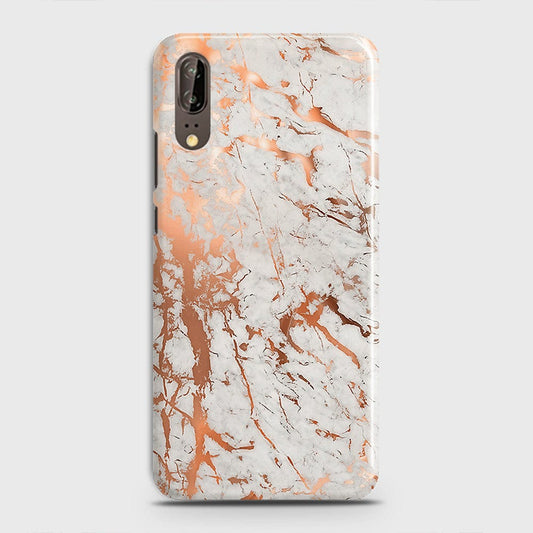 Huawei P20 Cover - In Chic Rose Gold Chrome Style Printed Hard Case with Life Time Colors Guarantee