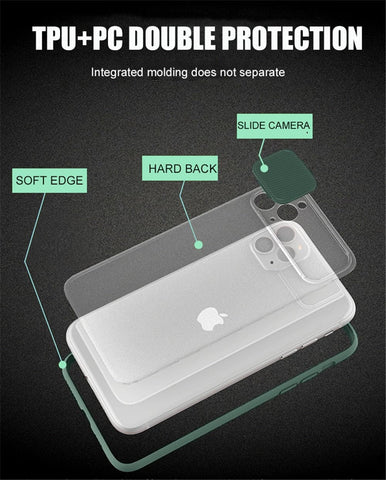 iPhone 11 Pro Cover - Green - Translucent Matte Shockproof Camera Slide Protection Case