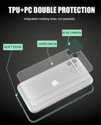 iPhone 11 Pro Max Cover - Black - Translucent Matte Shockproof Camera Slide Protection Case